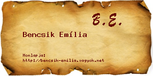 Bencsik Emília névjegykártya